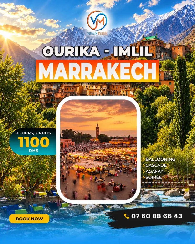 Affiche : Ourika – Imlil – Marrakech